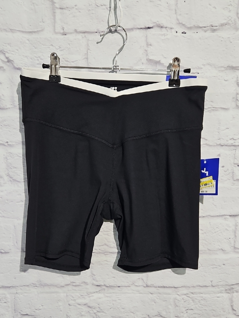 JoyLab Black Bike Shorts with White-Trim V Waistband